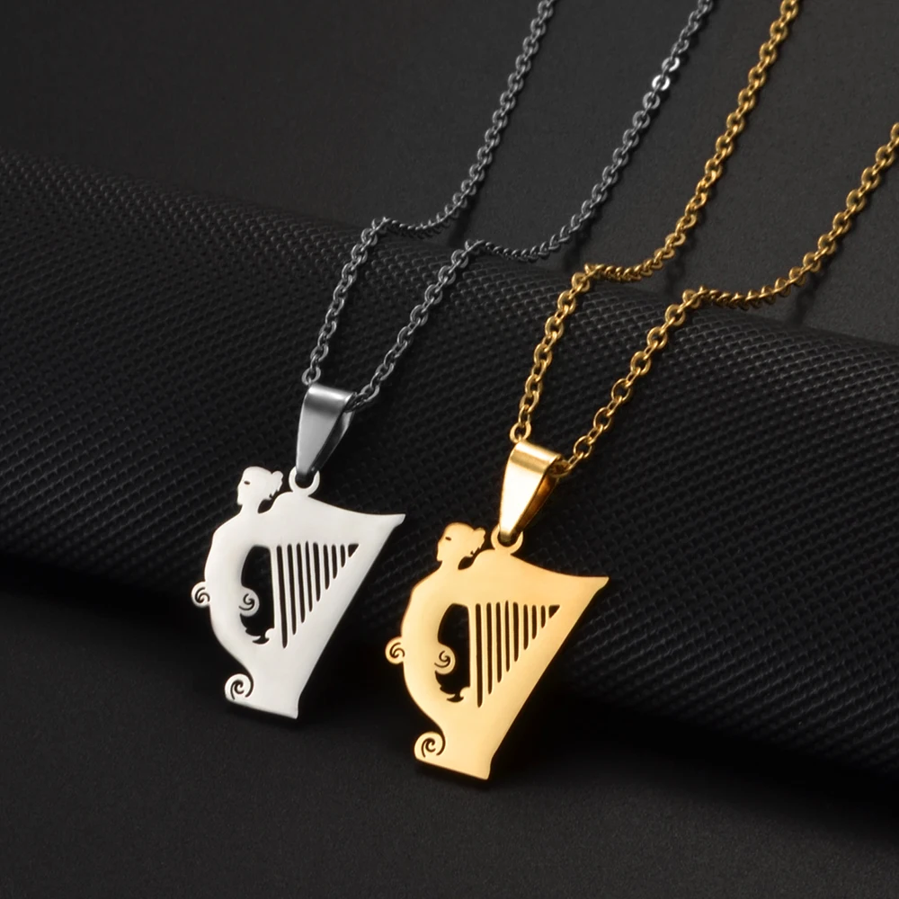 الأيرلندية سلتيك القيثارة فنزويلا قلادة القلائد للنساء الفتيات الفولاذ المقاوم للصدأ أيرلندا المجوهرات # 537762 #6