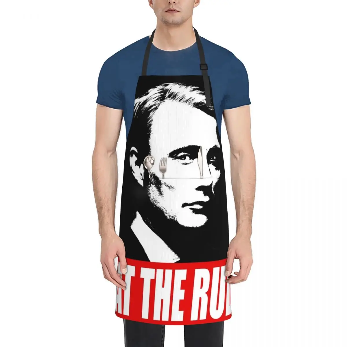 

EAT THE RUDE - Hannibal [Dark Background] Apron Kitchen For Men Professional Barber Cute Kitchen barber men Apron