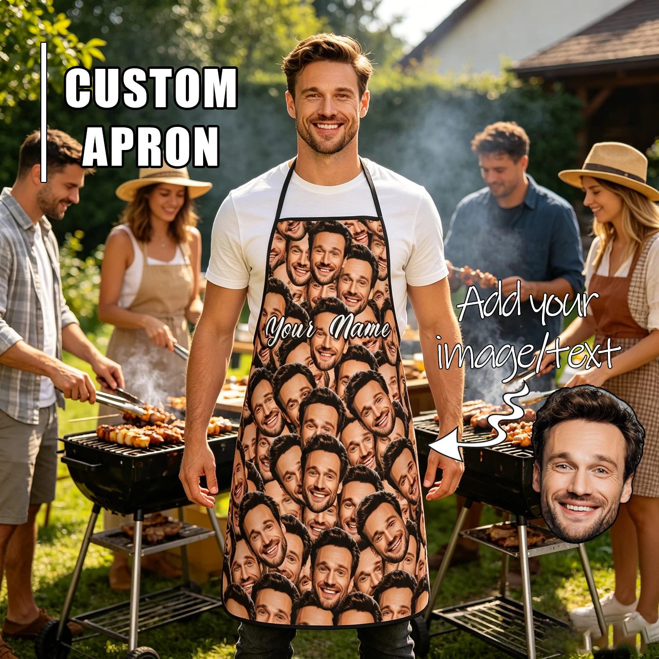 Personalisierte Avatar-Muster-Kochschürze für Männer und Frauen, Küchenschürze zum Kochen und Backen