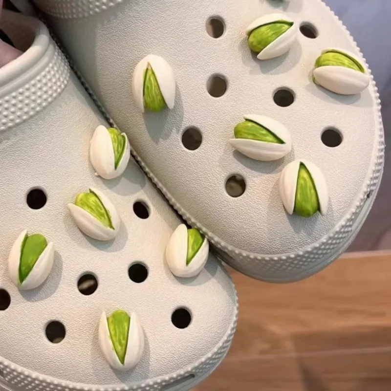 Creative Pistachio Nut Shape Croc Charms Funny DIY Removable Simulation Shoe Ornaments Decor Accessories Crocks Charms