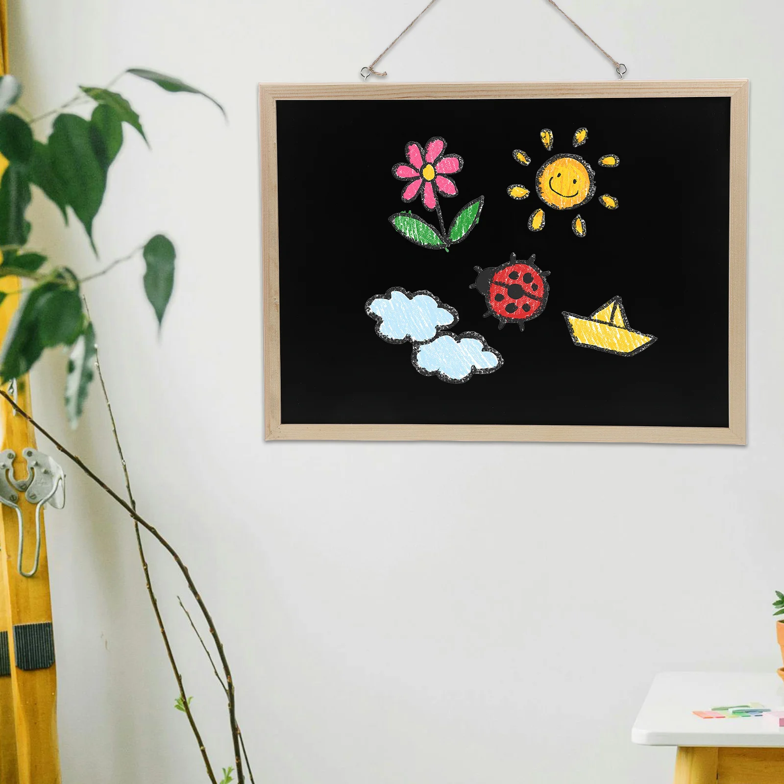 Wooden Frame Small Chalk Board Reusable Portable Office Home Wall Decor Hanging Sign Versatile Use Lightweight