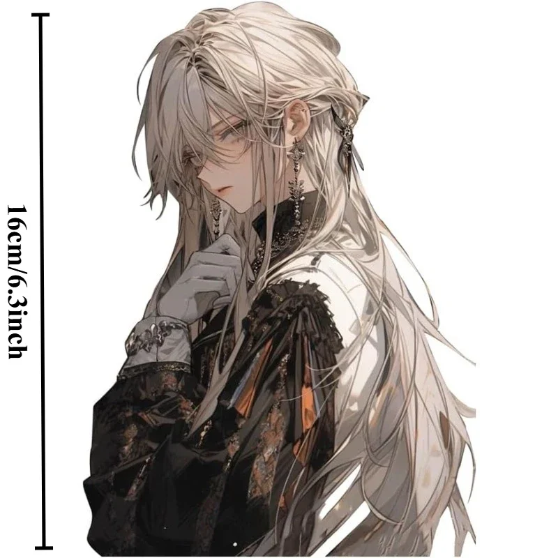 Anime Silver Hair Man Sticker 1PC Gothic Waterproof UV Resistant Vinyl Decal Car Window Trunk Fuel Tank Laptop Decor Gift