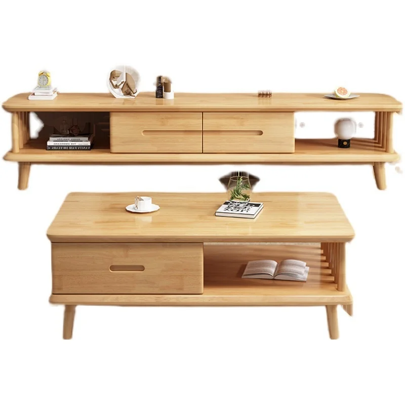 

#Nordic Style Modern Simple Solid Wood TV Cabinet Small Apartment Home Coffee Table Combination Factory Living Room Cabinets