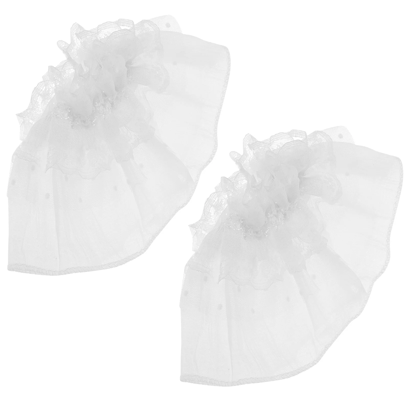

2Pcs Bride Elastic Wrist Cuffs Removable Fake Sleeves White Lace Lolita Wrist Cuffs for Women's Outfit Detachable Sleeve