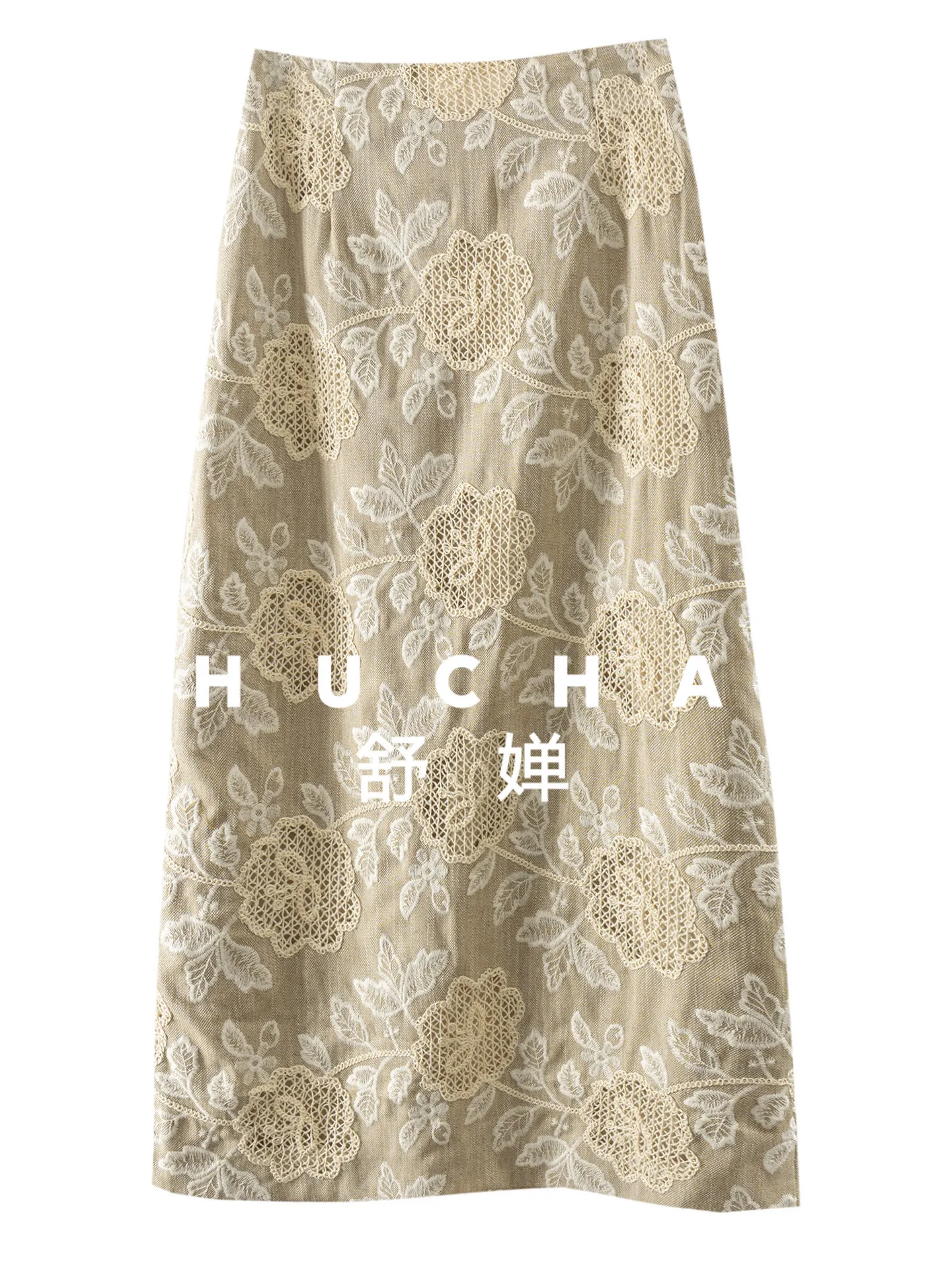 

Элегантная юбка-миди с вышивкой и льняной отделкой на высокой талии, модель 10G2 Faldas Mujer Moda 2026