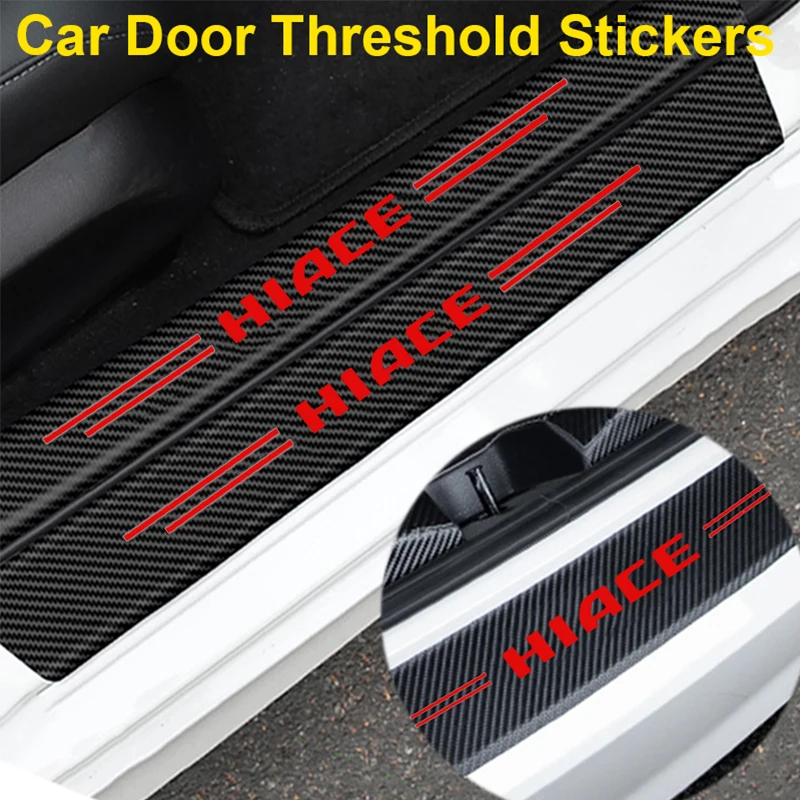 Car Door Threshold Sill Stickers Protective Film for Toyota HIACE Logo Rear Trunk Bumper Anti-Scratch Decals Accessories