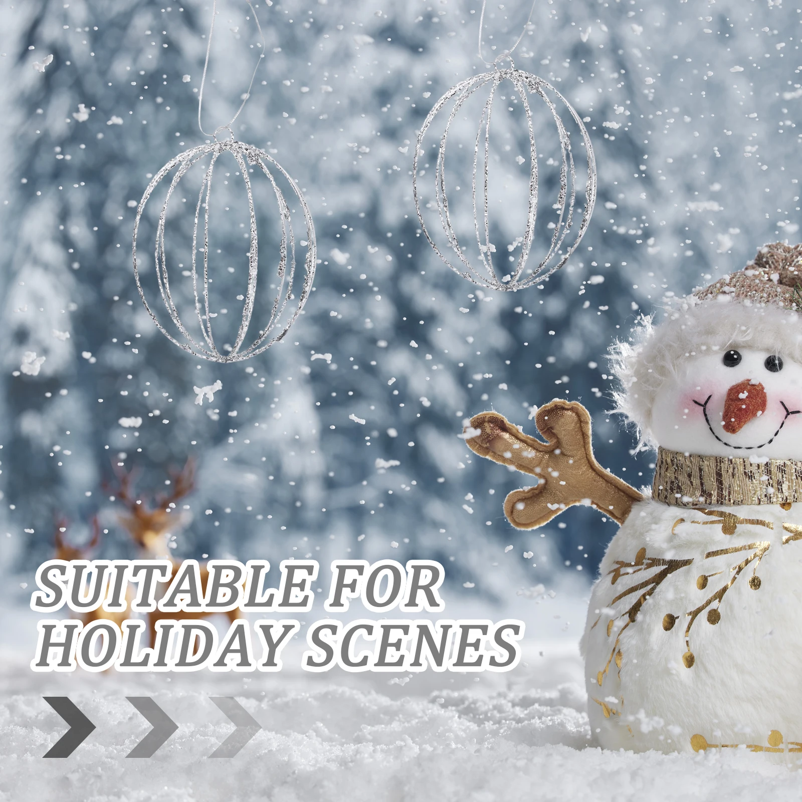 

Silver Christmas Ball Hollow Iron Hanging Decor Xmas Tree Ornament Pendant for Holiday Party Festive Atmosphere Decoration