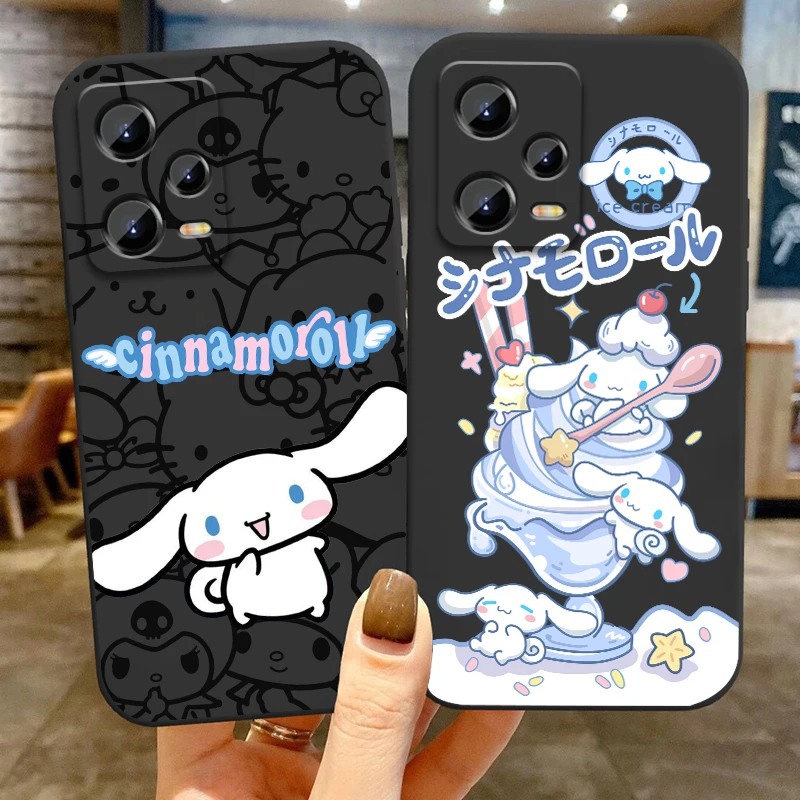 

Cartoon Cute Cinnamoroll For Xiaomi Redmi Note 13 12R 12 12S Turbo 11 11T 11S 10 10S Pro Plus 5G Black Back Phone Case