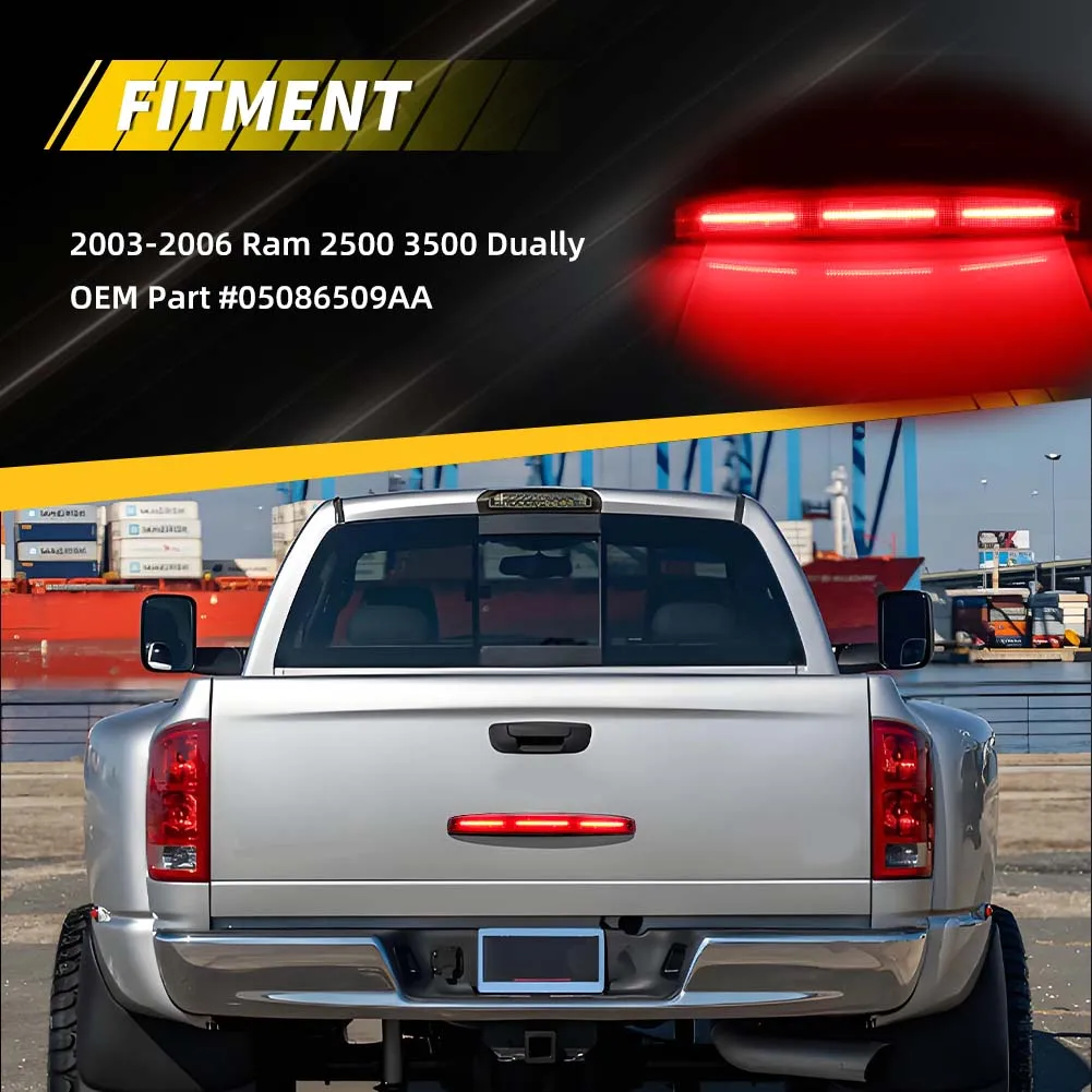 1Pcs For 2003 2004 2005 2006 Dodge RAM 2500 3500 Dually DRW(Dual Rear Wheel) Rear Tailgate Tail Light 3rd Third Brake Light LED