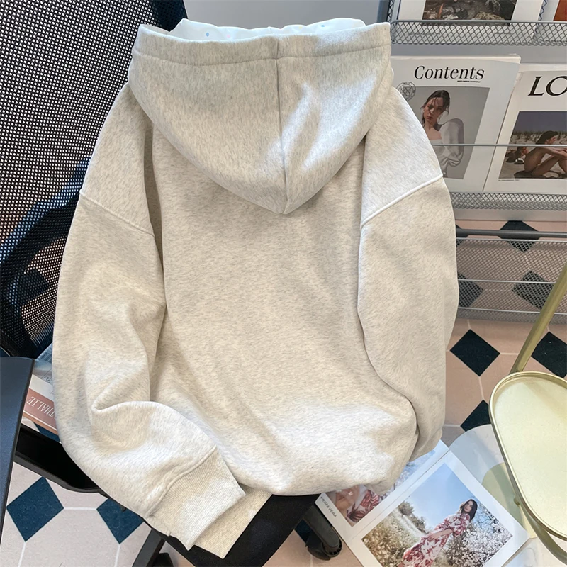 Korean Style Colorful Polka Dot Hoodies Women's Embroidery Long Sleeved Loose Sweatshirt Chic Casual Patchwork Zipper Outerwear