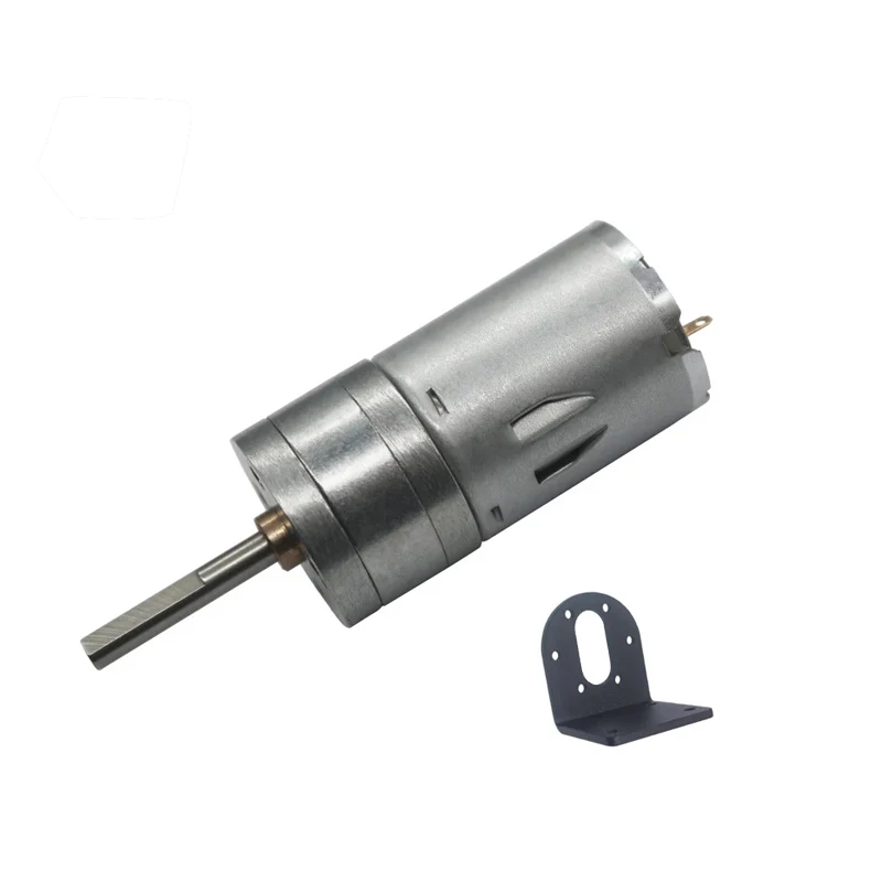 16rpm-1360 rpm micro low speed small gear motor with 25mm*4mm long output shaft with Bracket L Shaped Mounting DC Geared Motor