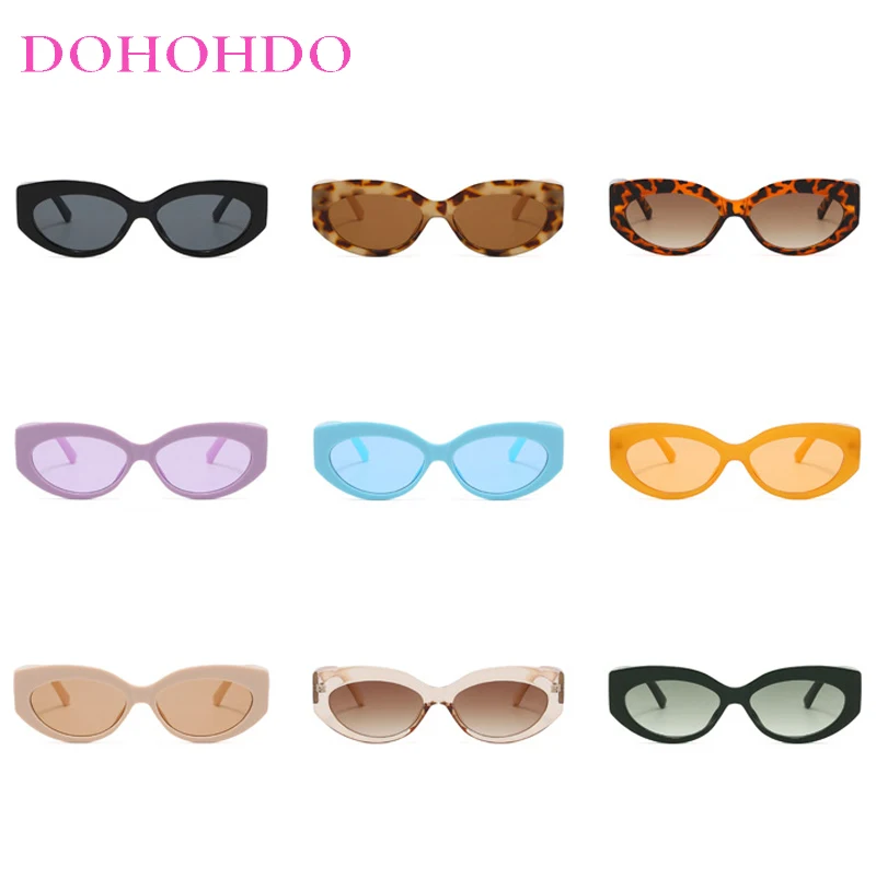 

Trendy Fashion Candy Color Cat Eye Sunglasses Men Women Vintage Brand Designer Oval Ladies Driving Travel Sun Glasses UV400 Очки