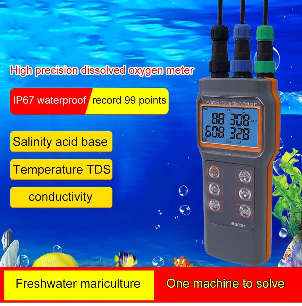 Portable PH Acidity Meter Dissolved Oxygen Conductivity Salinity Test Dissolved Oxygen Meter Water Quality Tester AZ86031