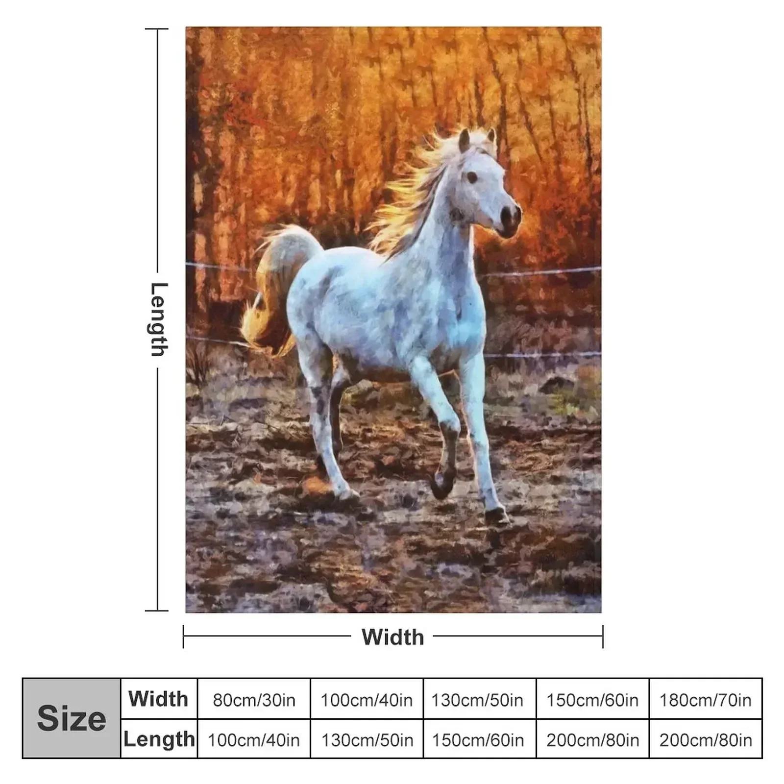 A White Horse Galloping With The Sun Setting Behind The Trees Digital Painting Throw Blanket