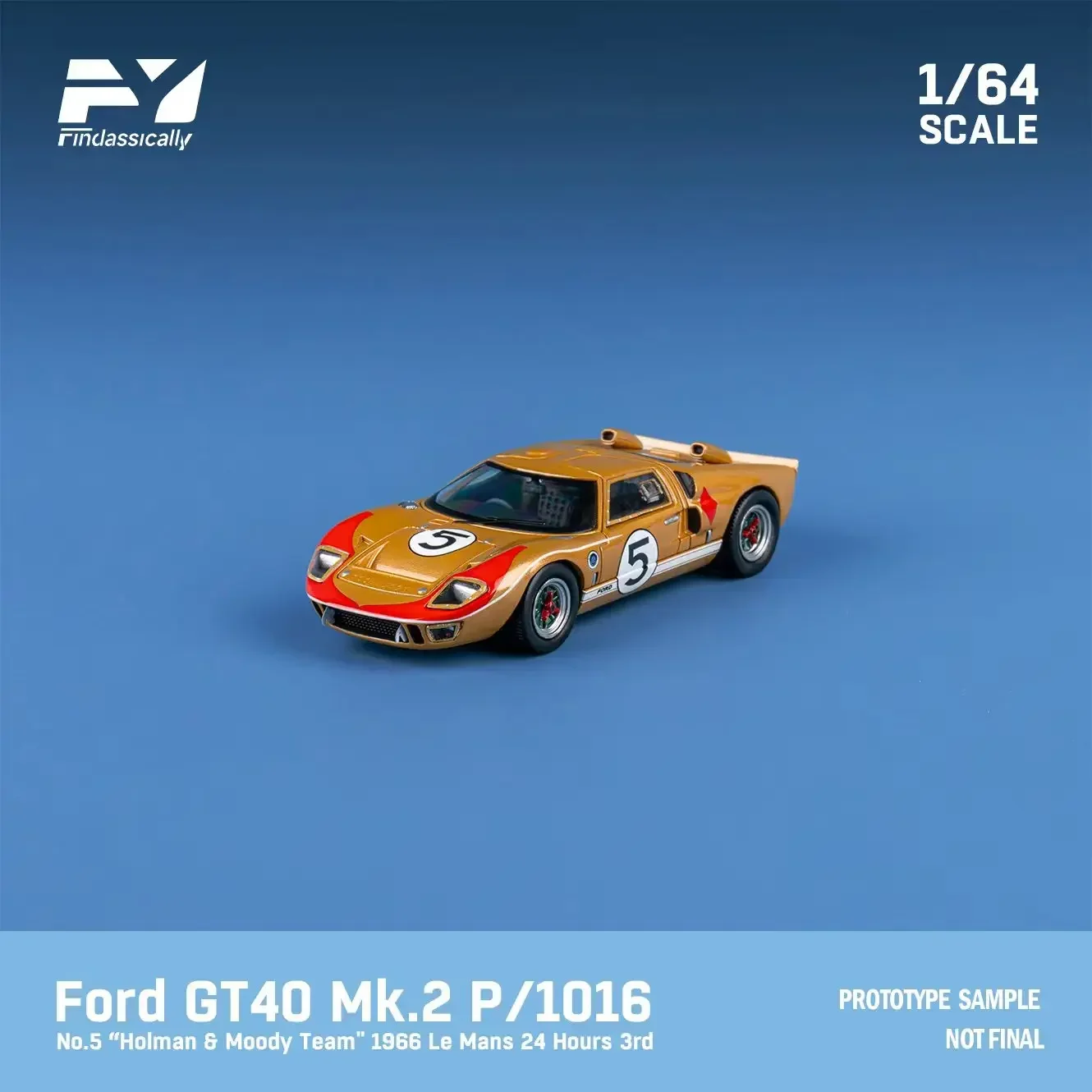 FindclassicallY 1:64 GT40 Mk II 1966 LeMans modelo de coche fundido a presión