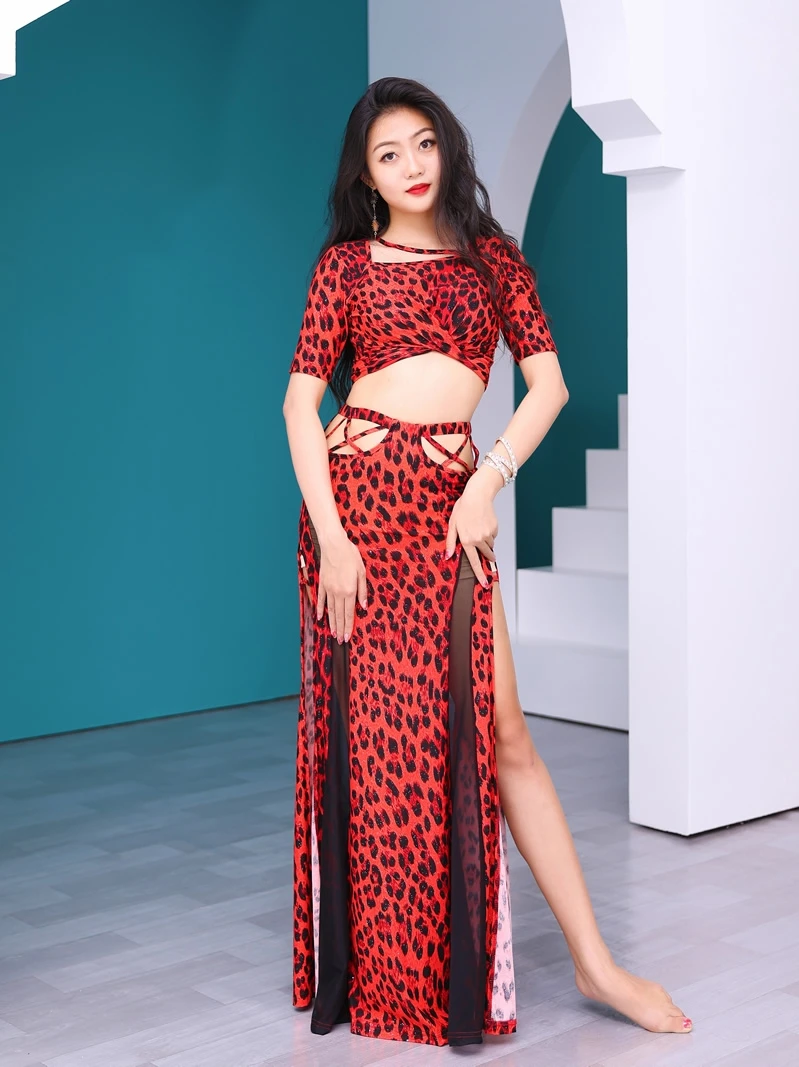 Traje de dança do ventre adulto feminino personalizado cintura alta cobrindo roupa de exercício dança oriental iniciante dança exótica