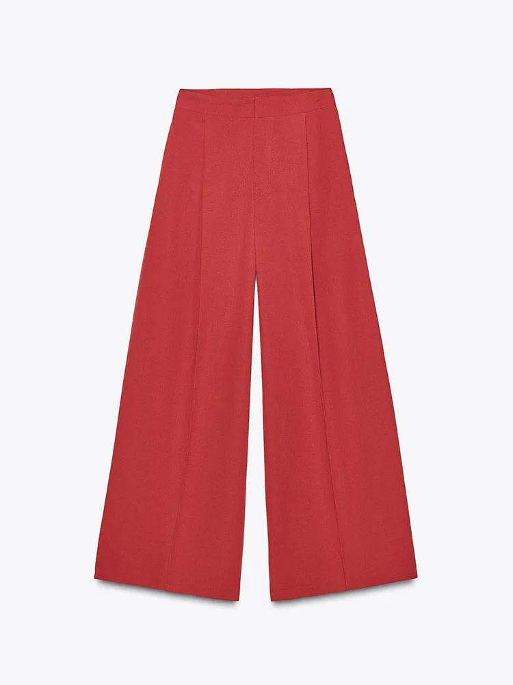 Summer New Women's Casual Strapl Top with Button Decoration And Long Pants Faion Set for Adult Women in Their 20s And 30s