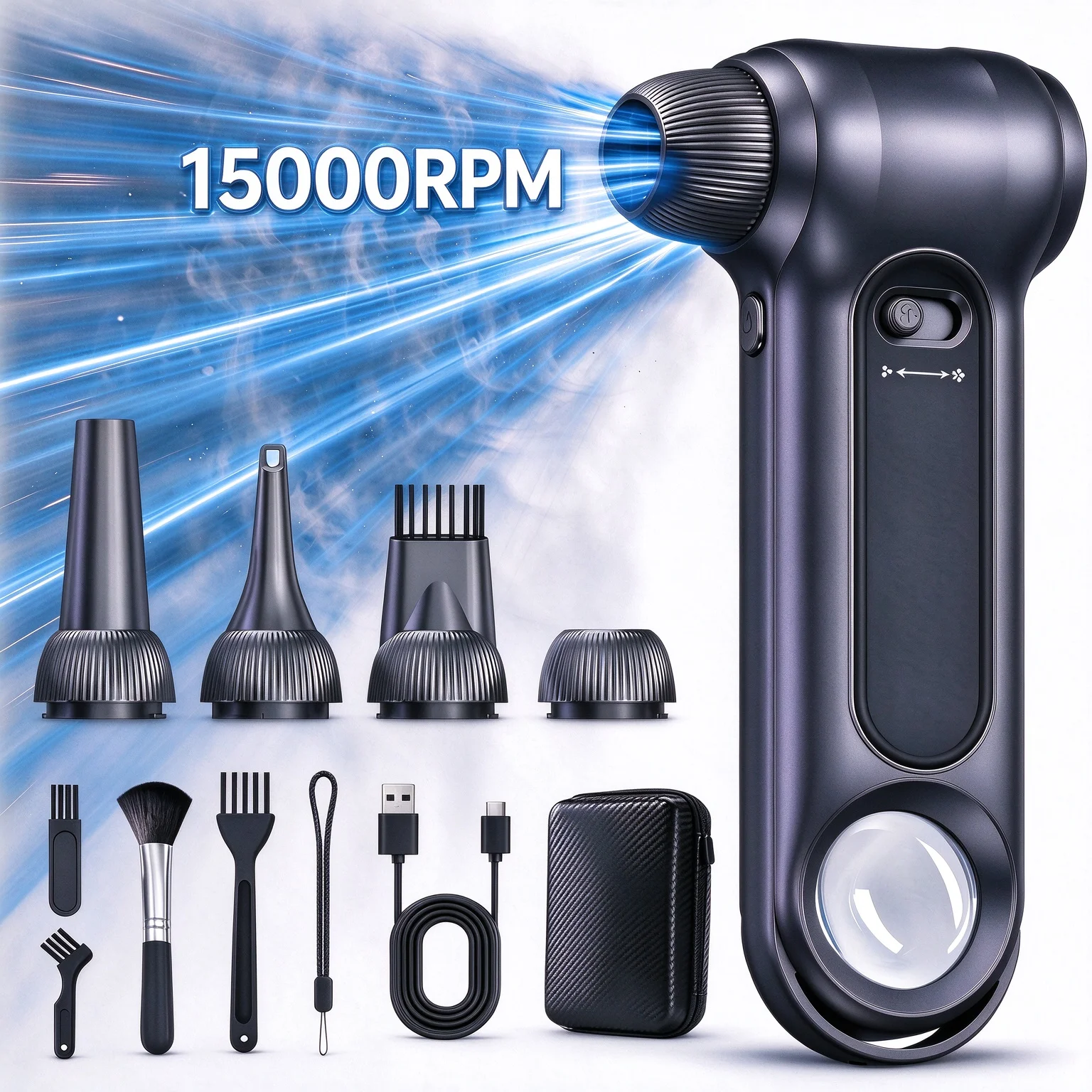 Electric Powerful Fan Duster Wireless Air Blower Air Duster 3-Speed Adjustable Portable Fan for Car/Home/Outdoor