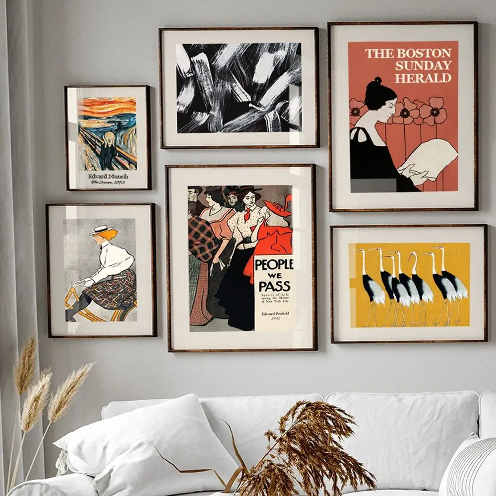 Vintage Advertising Posters The Scream by Edvard Munch Japan Crane Print Canvas Painting Wall Picture For Living Room Home Decor