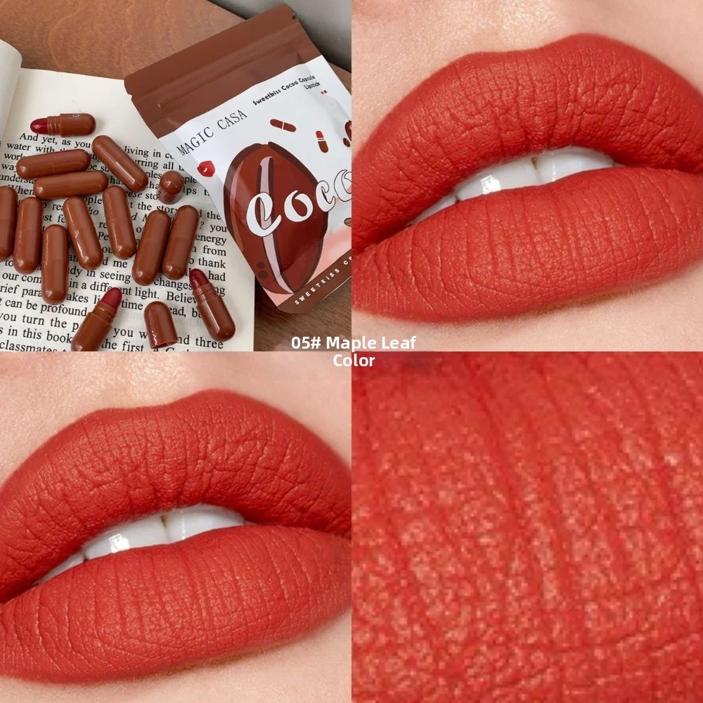 10 Colors Capsule Lipstick Kit Velvet Matte Finish Non-Sticky Texture Mini Lipstick Set Waterproof Long Lasting
