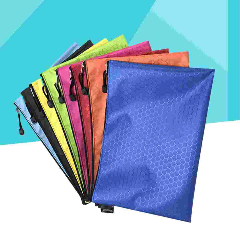 

10pcs Canvas File Bag Ball Pattern Zipper Document Bag Waterproof Paper File Folders Bag