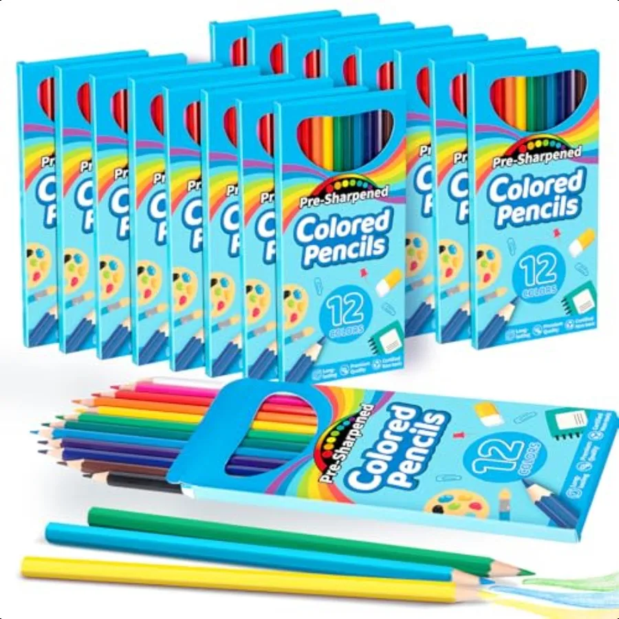 VOpitos 168 Count Colored Pencils for 14 Pack Bulk Colored Pencils in 12 Colors Presharpened Coloring Pencils Ideal School plie