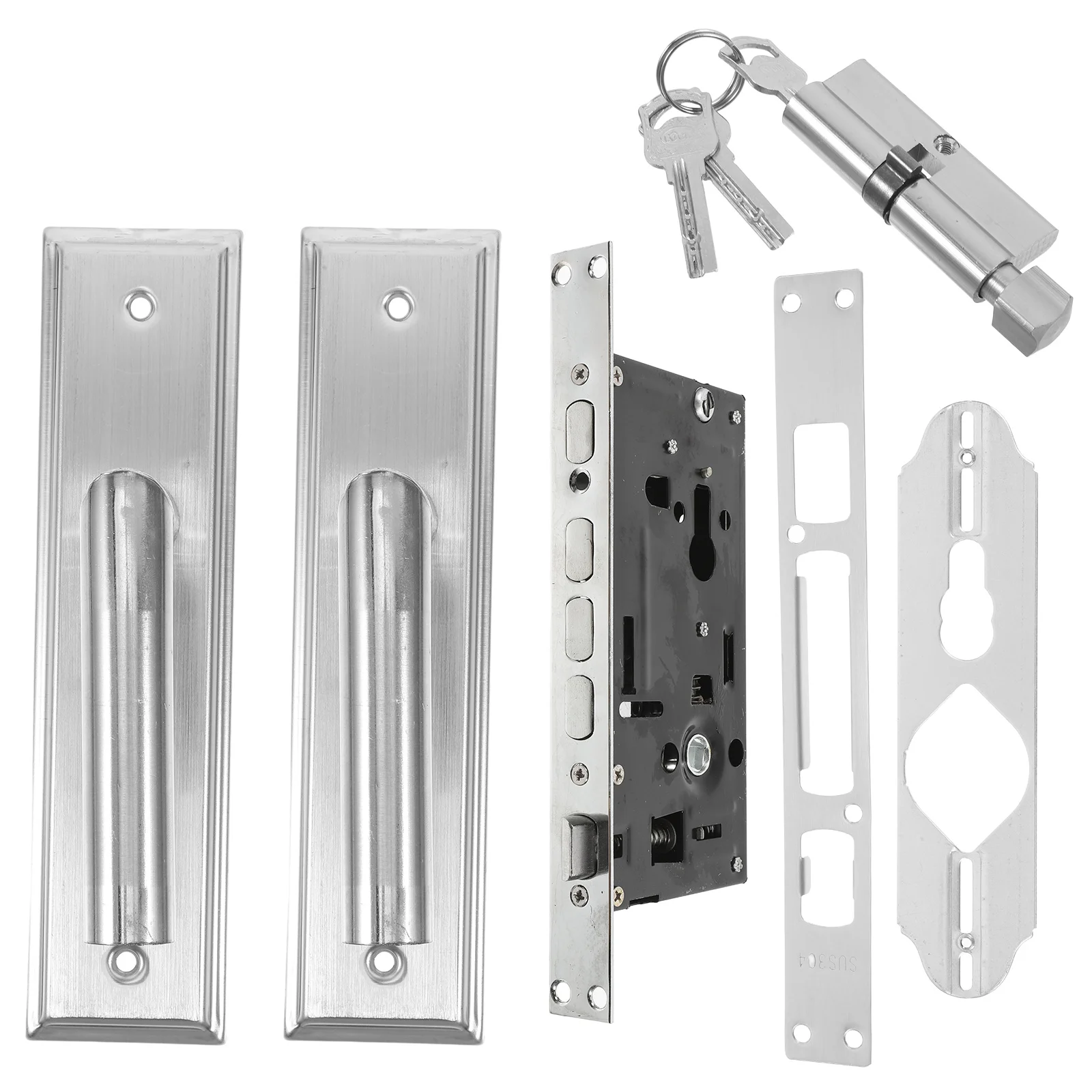 

1Set Door Handle Lock Set Polished Stainless Steel Silent Interior Door Lock Replacement Handle Home Accessory