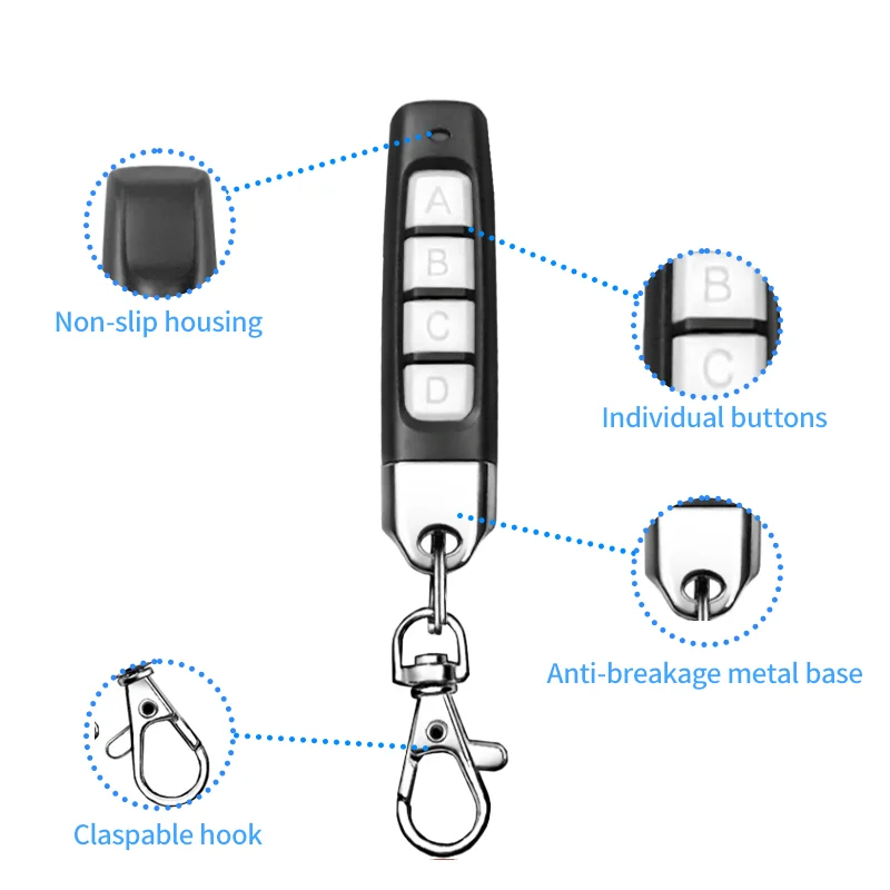 433 mhz remote control RF Clone Copy Remote Control Garage Gate Door Opener Remote Key Duplicator for Home Safety