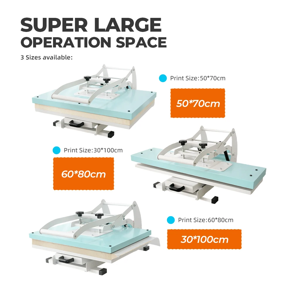 Durable Sublimation Heat Press Machine Big Open Large Format 50*70cm Detachable Control Panel Tshirt