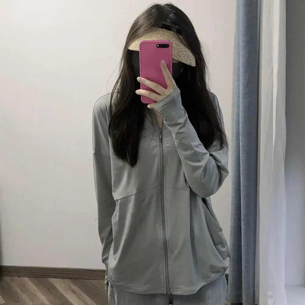 Breathable Summer Jacket Women’s Upf 50 Sun Protection Hoodie Jacket Lightweight Long Sleeve Zipper Shirt with Pockets