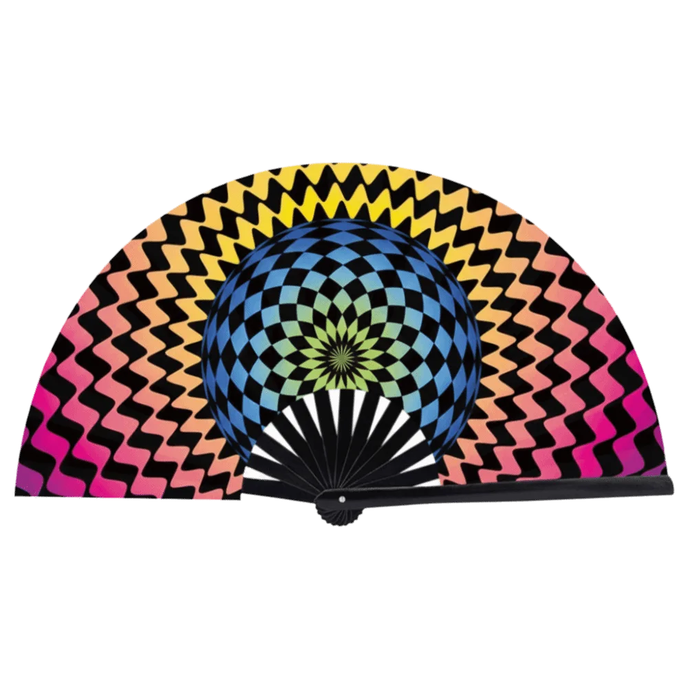 Chinese Style 33 Cm Kung Fu Fan Large Gradient Colorful Dance Fan Foldable Reflective Hand Rave Fan Music