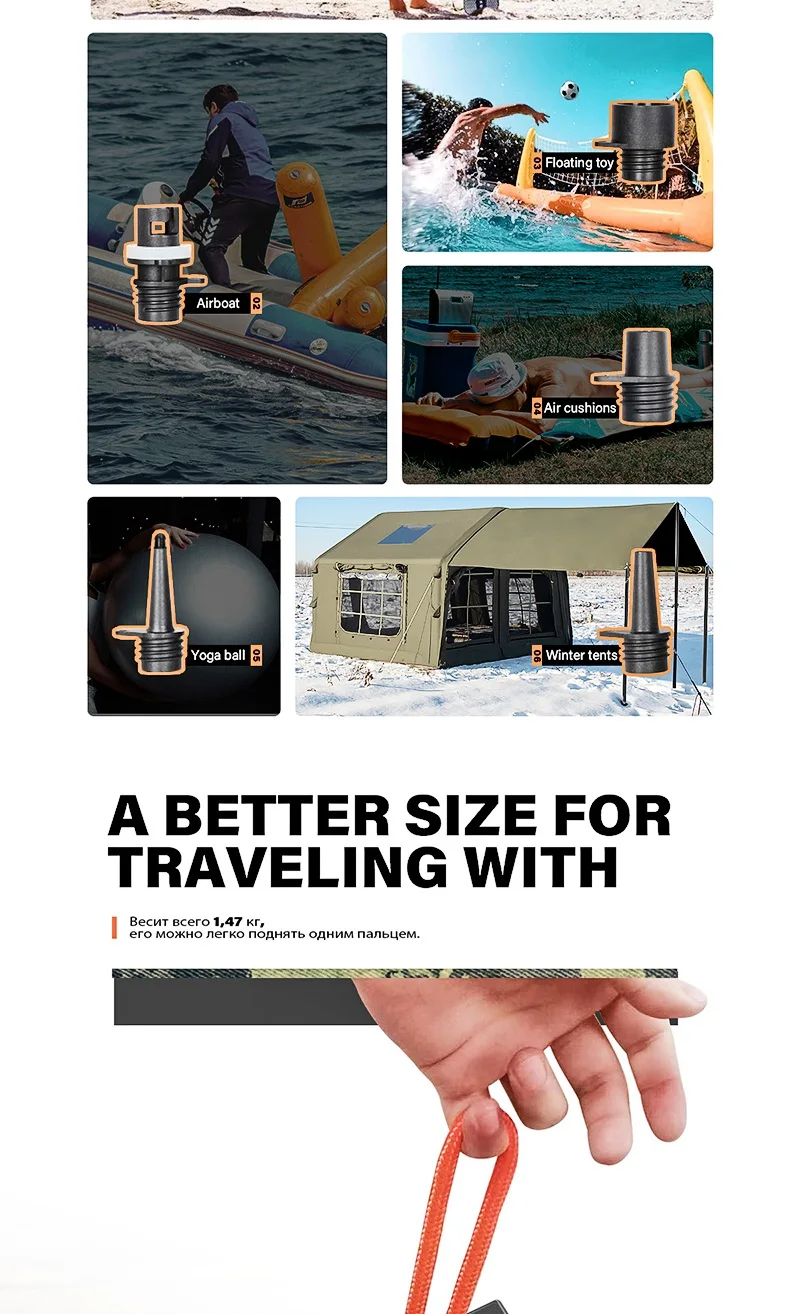 20PSI SUP-Pumpe Stand-Up Paddle 12000mAh Hochleistungs-Luftpumpe für aufblasbare PVC-Boote, Kajaks, Surferzubehör, Kite-Matratzen, Zeltmatratzen – Detail 4
