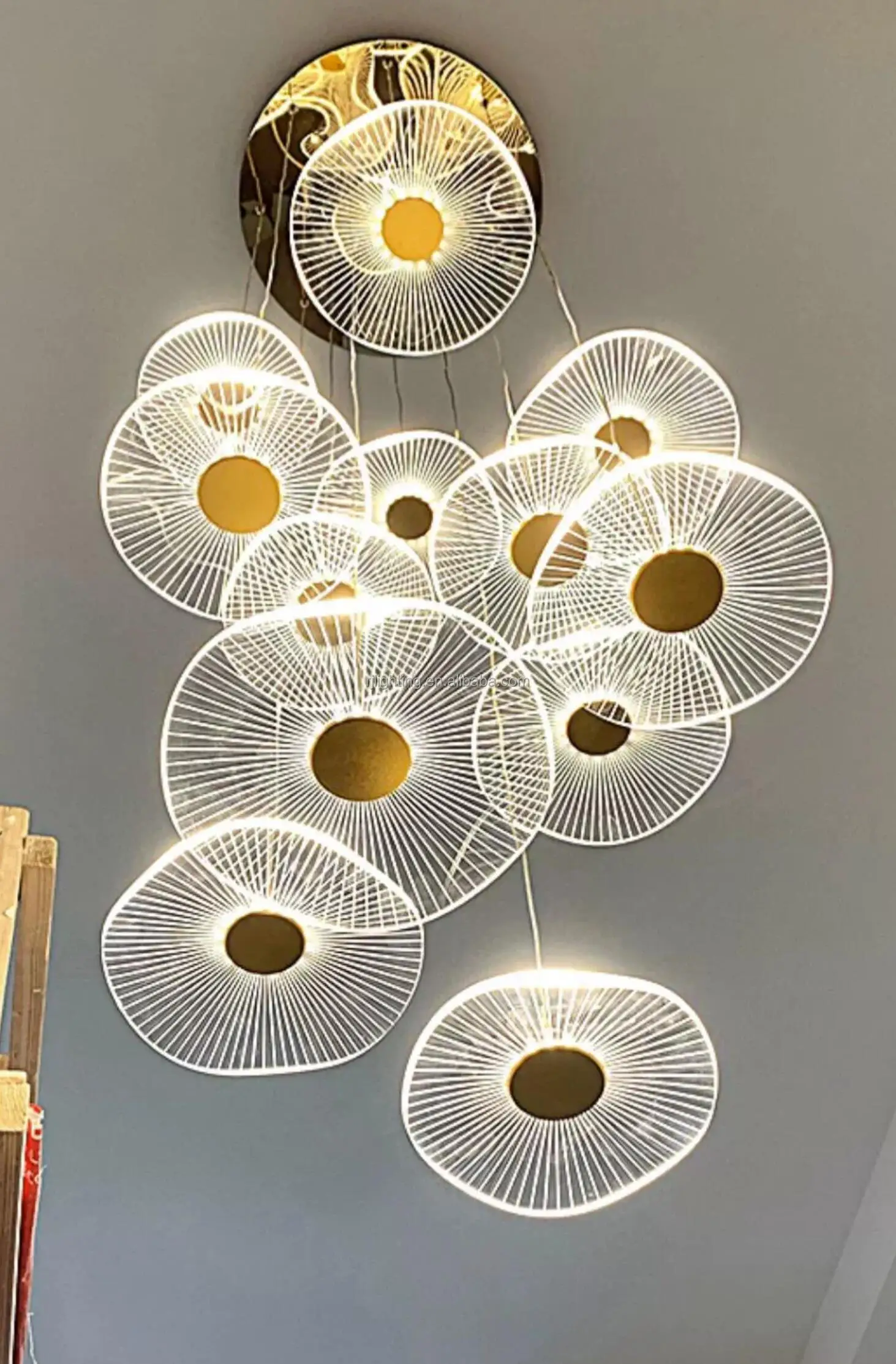 YYHC-Acrylic round chandelier Modern long LED for indoor and outdoor attic lights living room villa stairs