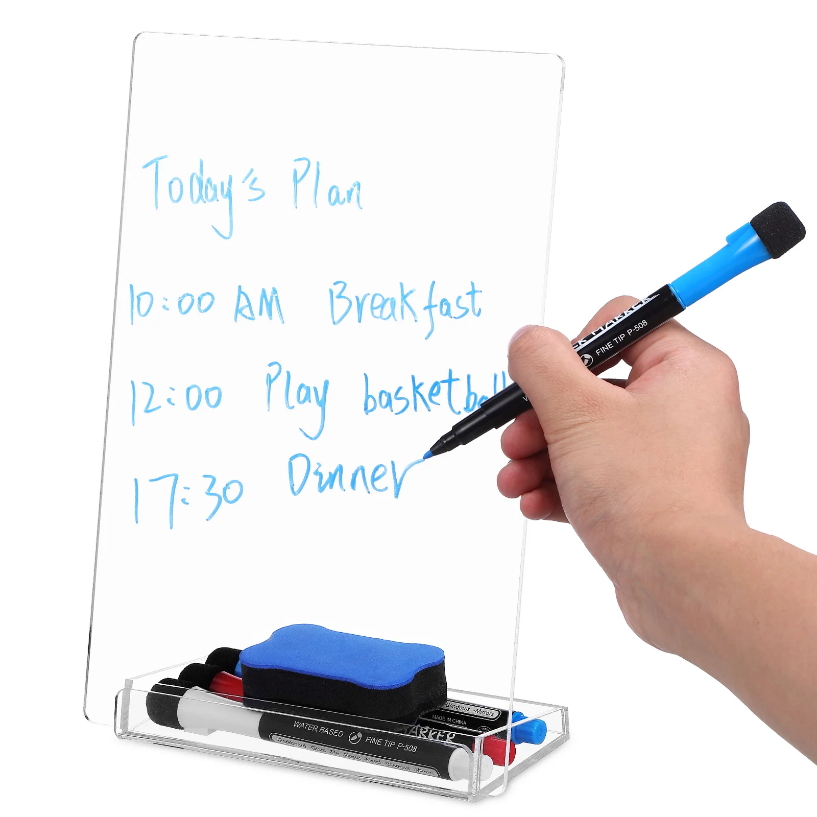 

1 set Desktop Plan Clear Dry Erase Board Acrylic White Board Acrylic Material Large Surface Magnetic Function Mini Size