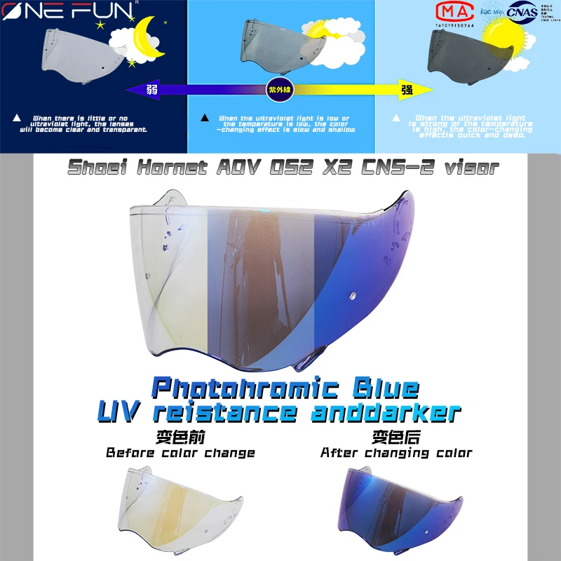 ADV Replacement Motorcycle Helmet Photochromic Visor for SHOEI HORNET ADV DS2 X2 CNS-2 WindShield Lens Uv Protected