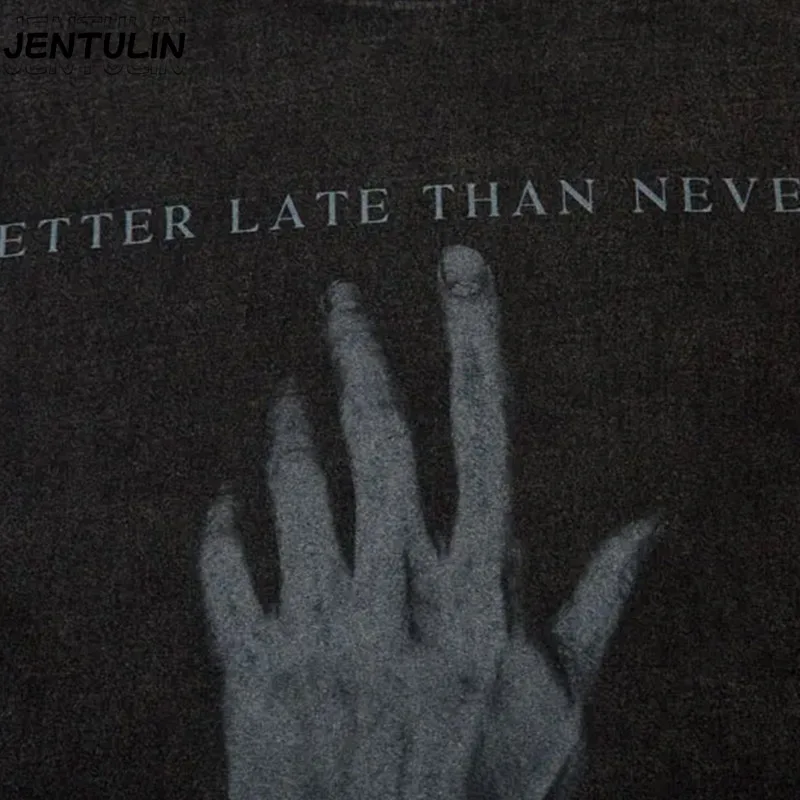 

Street Retro Black Washed Men's Short Sleeved Tee Hip Hop Punk Pure Cotton Oversized Male Shirts Y2K Gothic Loose Casual Tops