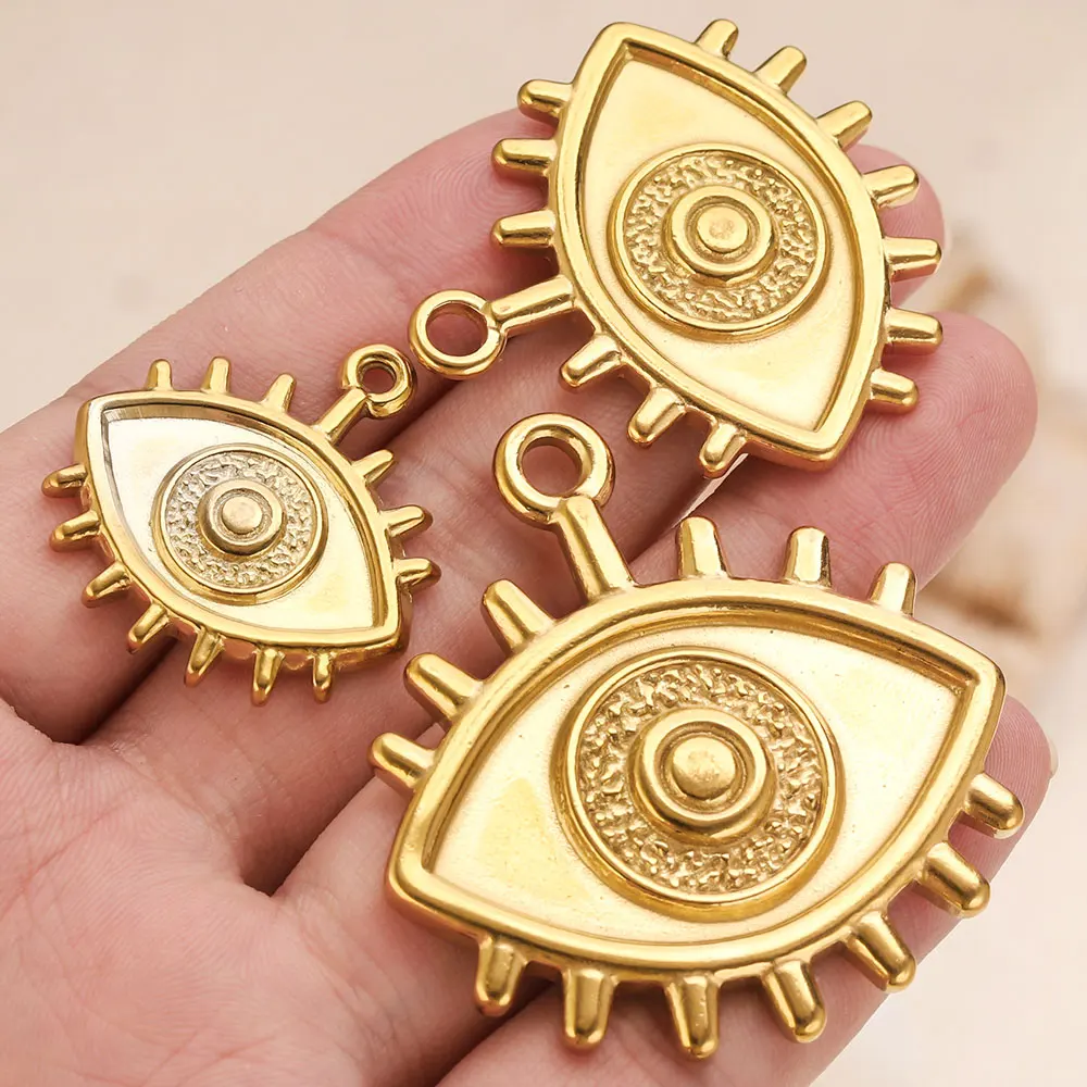 3PCS Stainless Steel Evil Eye Charms 18K Gold Metal Pendants Handmade Necklaces Bracelets DIY Craft Jewelry Making Accessories image 2