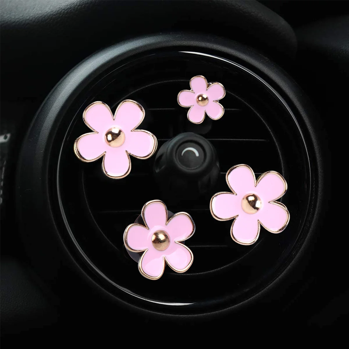 

4Pcs Aromatherapy Car Ornaments Metal Vent Clip Charms for Car Scented Decor Air Outlet Freshener Auto Interior Adornment