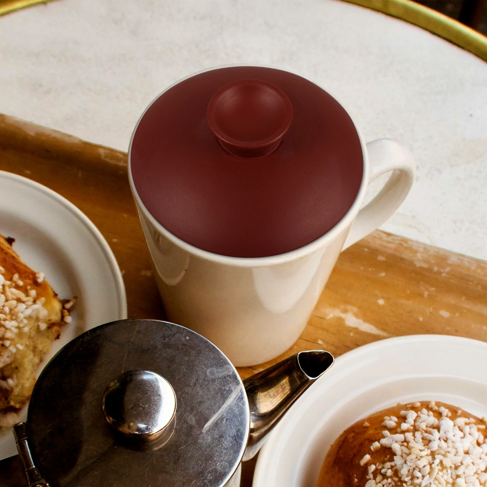 

Replacement Teacup Lid for Tea Kettle Pottery Teapot Cover Retro Style Dust Proof Spill Resistant Home Camping Use Tea Pot