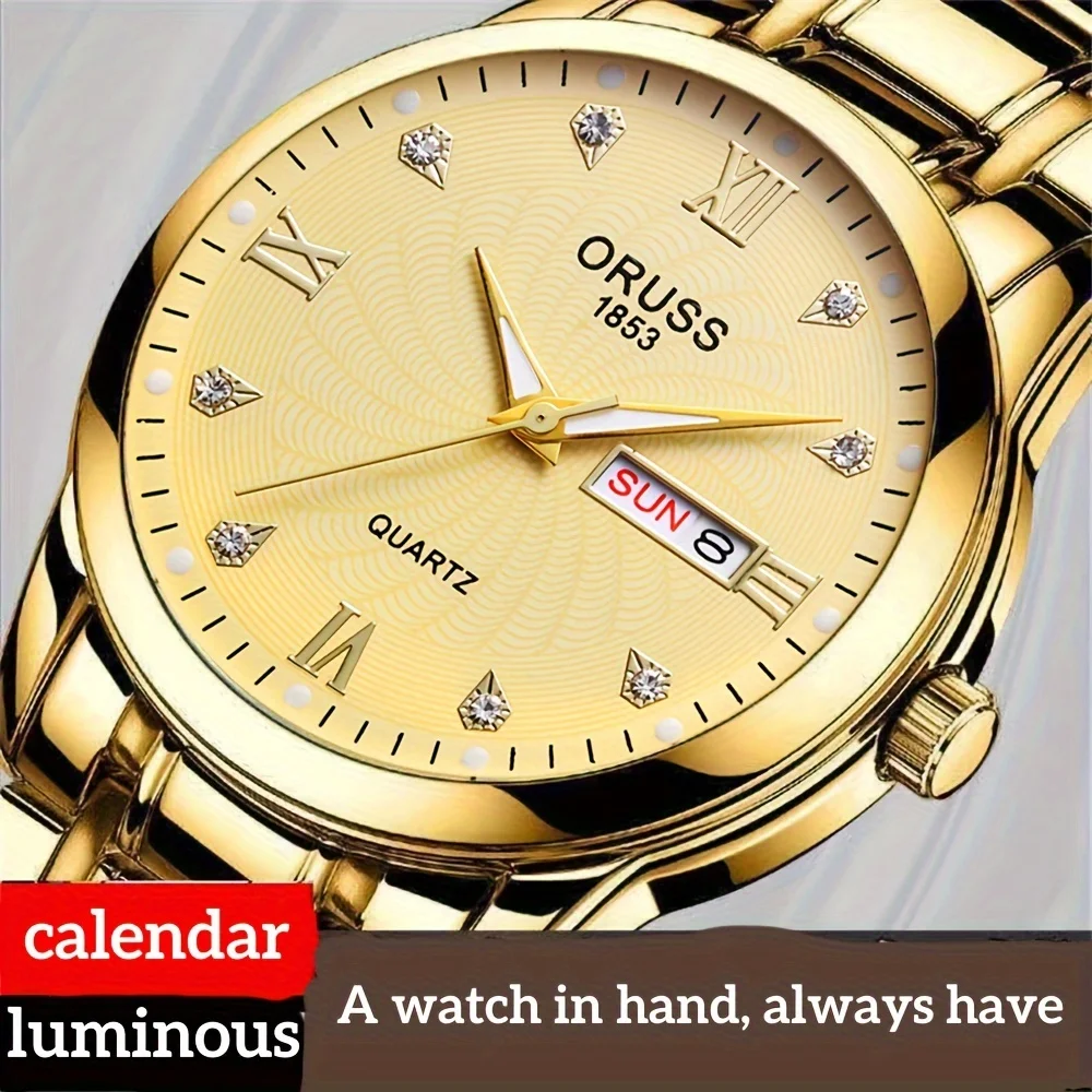 High-end gorgeous watch Classic steel band men's watch Double calendar male student leisure sports watch