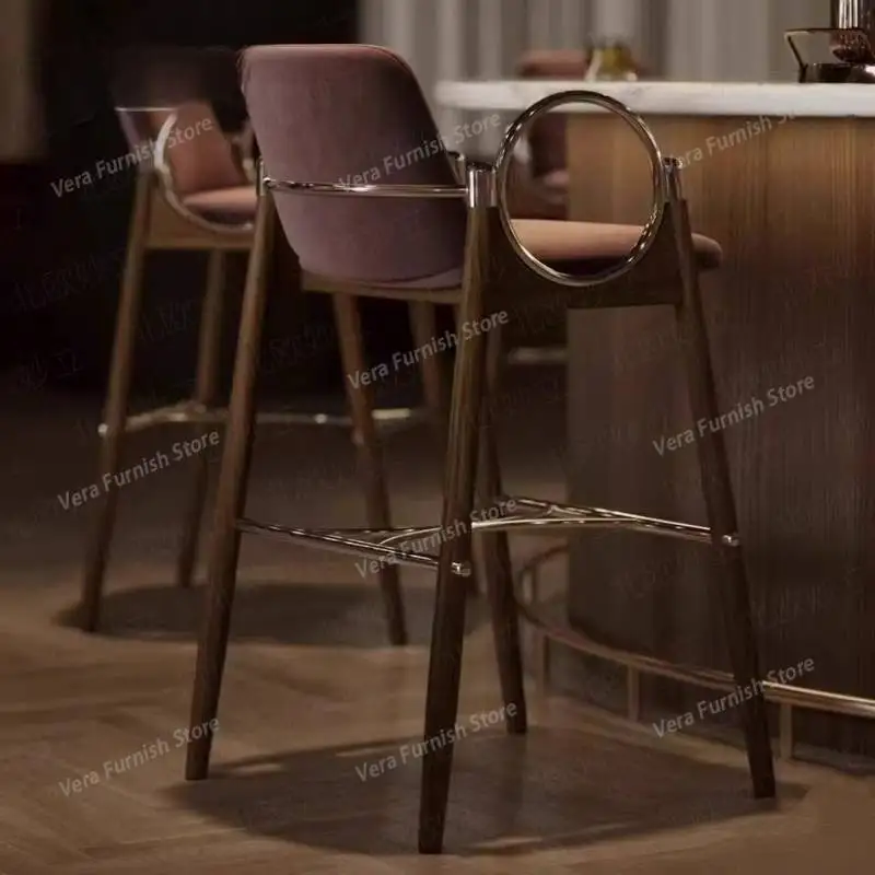 

Luxury Nordic Bar Chair Backrest Armrest Design Modern Bar Chair Restaurants Cafes Barstool Krzeslo Barowe Club Furniture