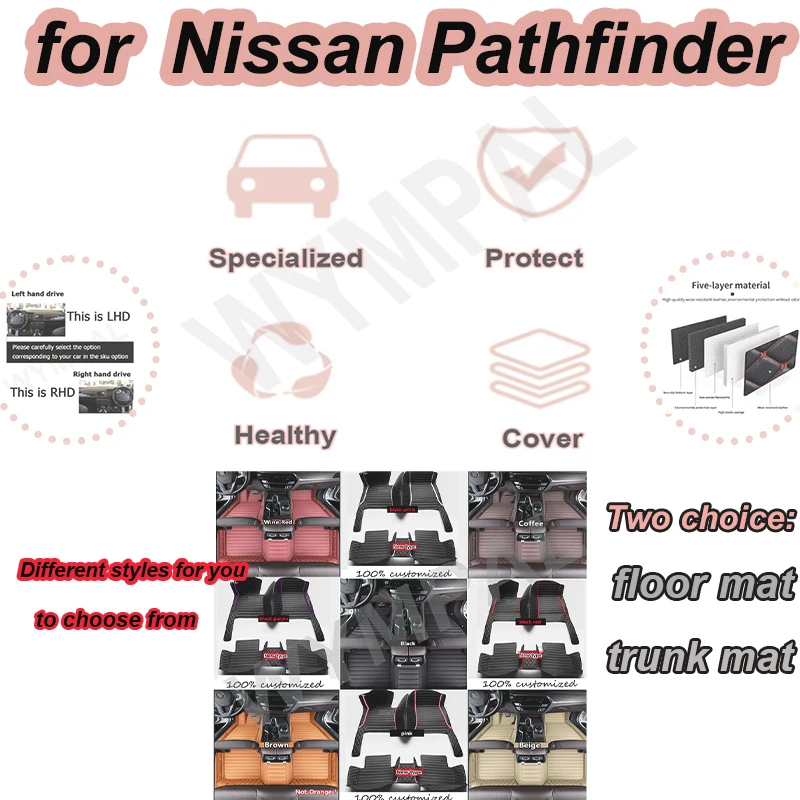 

Роскошные автомобильные коврики для Nissan Pathfinder R52 7seat 2014 ~ 2020, автоматический коврик против грязи, кожаный коврик, коврик, детали интерьера