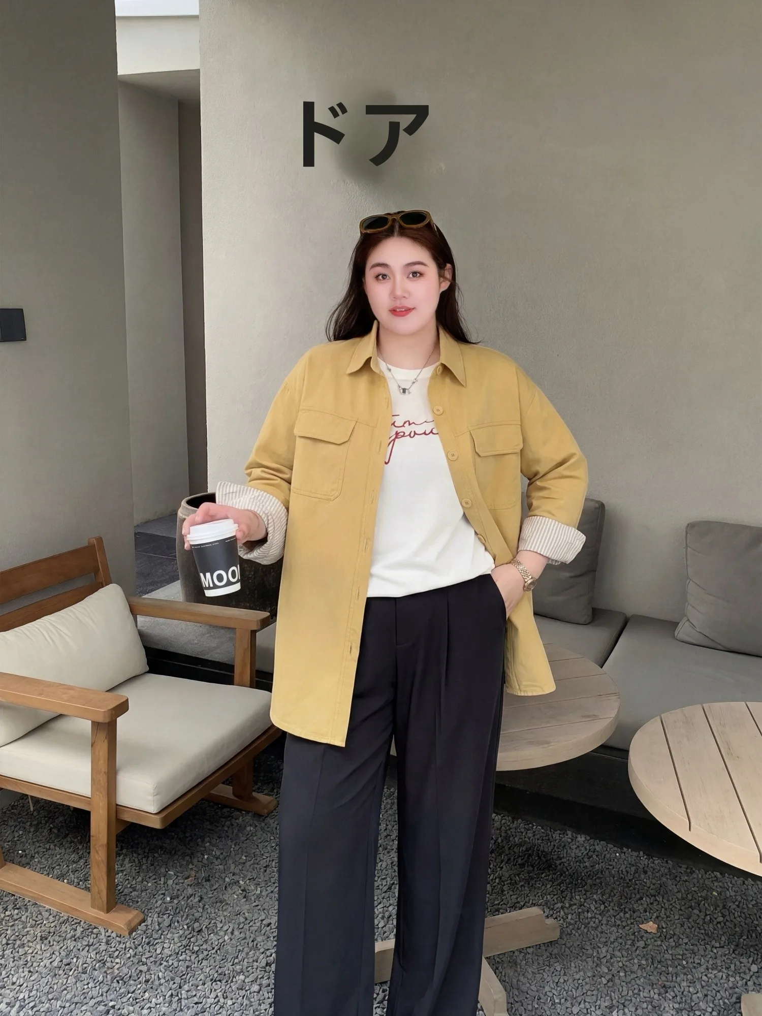

Casual Loose Women's Shirt Spring New Style Big Size Fashionable Belly Covering Versatile Outerwear Comfortable Cotton Jacket