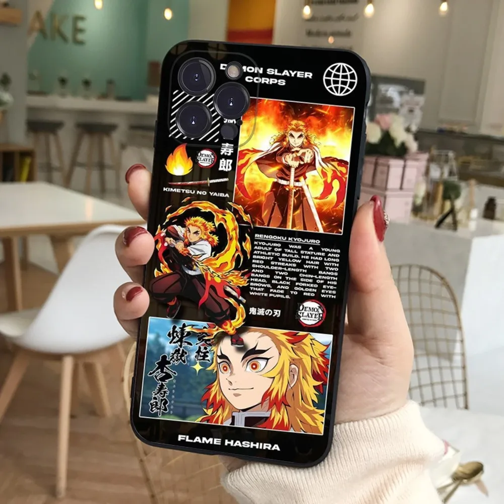 Demon Slayer Silicone Soft Phone Case, Rengoku Kyoujurou Cover, iPhone 16 15 14 13 12 11 Pro Mini XS MAX Plus X