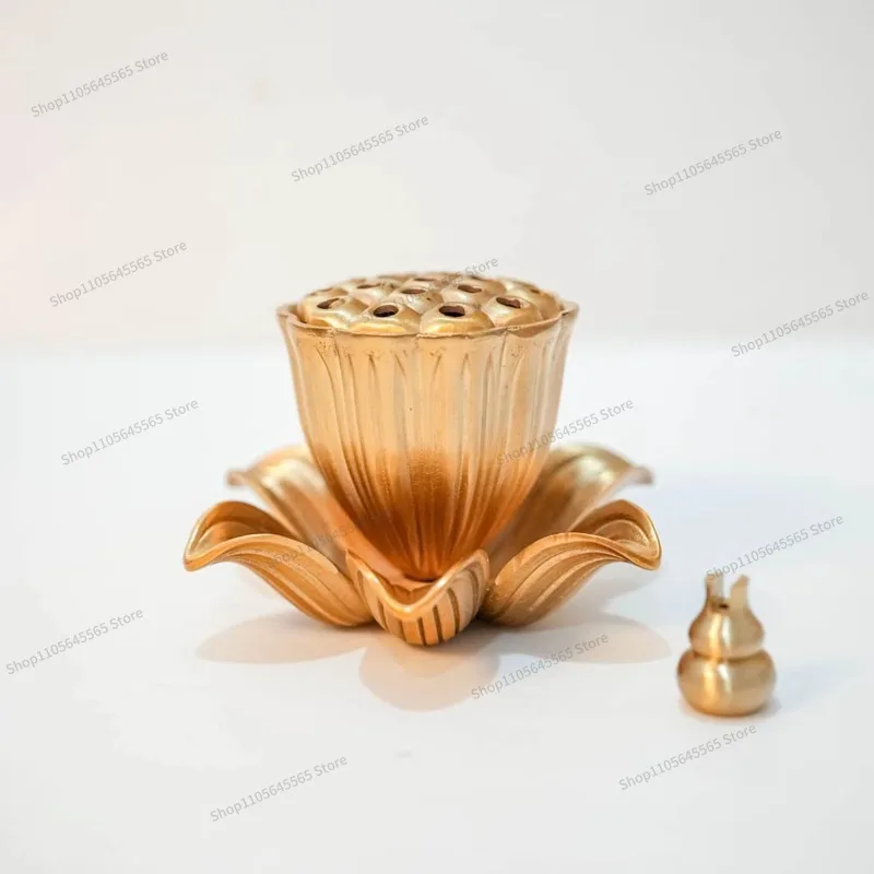 For high-grade brass lotus pod incense burner ornament home bedroom study tea room meditation meditation meditation decoration