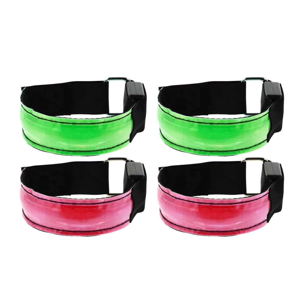 

4pcs Rechargeable Glowing Armband Night Running Gear Reflective Hand Ring Adjustable Led Sports Bracelet For Outdoor Running