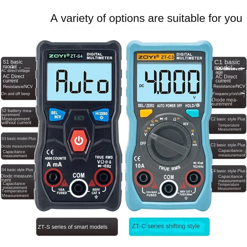 ZT-S1 Intelligente Digitale Multimeter Volautomatische Capacitieve Huidige Meter Multimeter