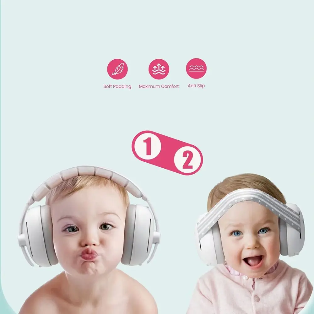 Convertible Design 2-in-1 Baby Ear Muffs Comfortable Adjustable Band Noise Cancelling Headphones with Storage Bag