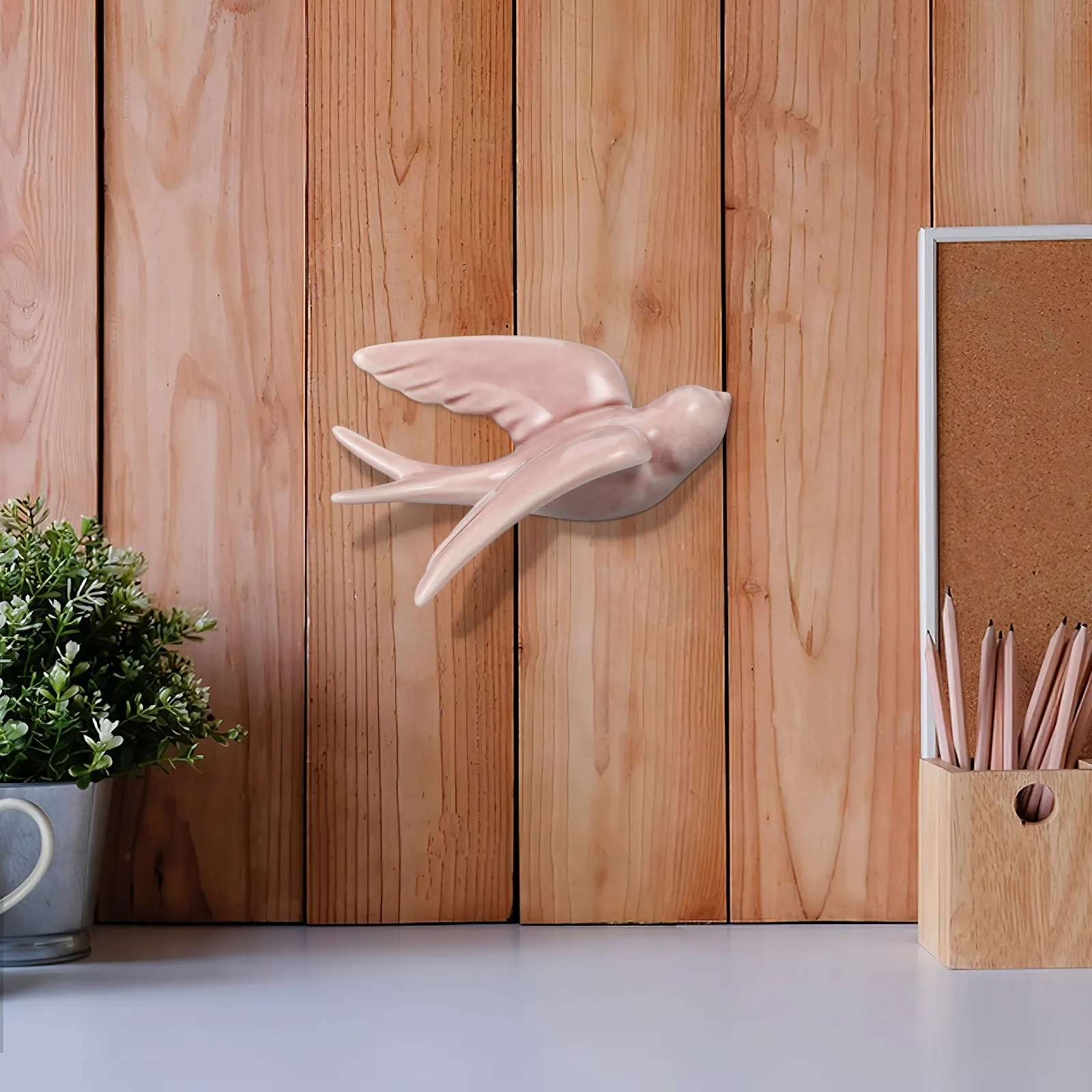 1Pcs Colorful Ceramic Birds Wall Mounted Decor High Temperature Ice Cracking Spring Swallows Lifelike Indoor Outdoor Wall Art
