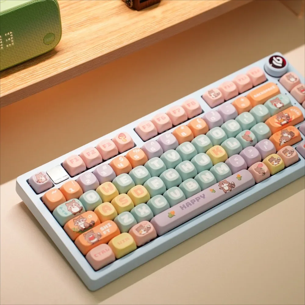 Little Raccoon 135-key MOA keyboard keycaps, custom keycaps, animals, cute keycaps, mechanical keyboard accessories